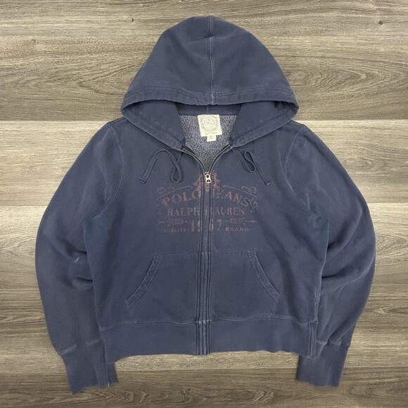 Polo Jeans Co Ralph Lauren Track Suit Set Womens XL Blue Fleece Hoodie Pants Y2K - Picture 2 of 15